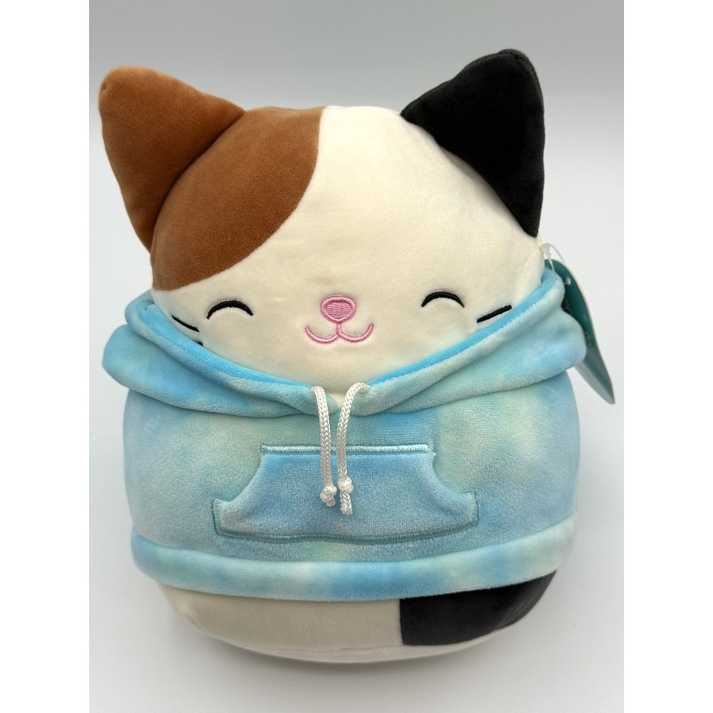 Squishmallow Cam Calico Kitty Cat Light Blue Hoodie Plush 9" NWT